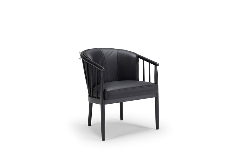 Scandi Armchair - Black Leather