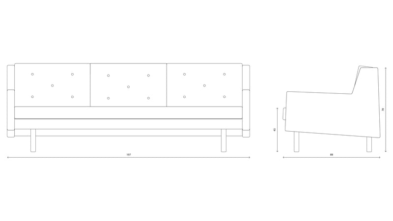 Button 3 Seater Sofa - Pink