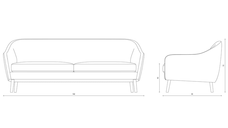 Curva 2.5 Seater Sofa - Crema