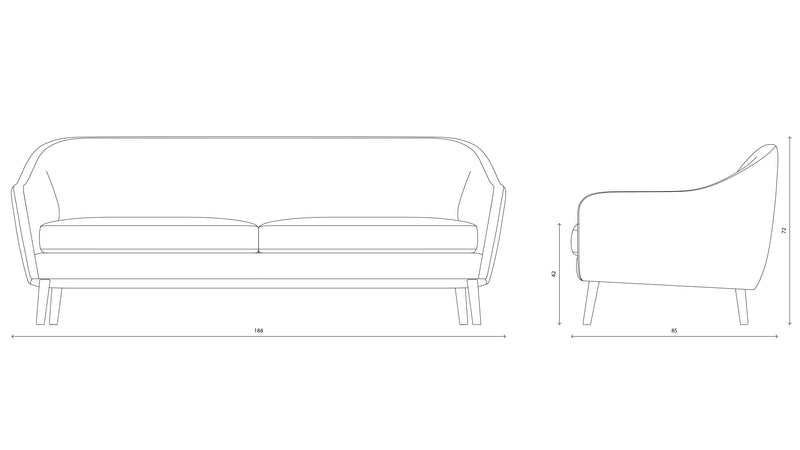 Curva 2.5 Seater Sofa - Crema
