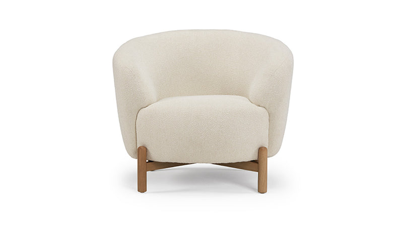 Glover Armchair - Wooden Base - Crema