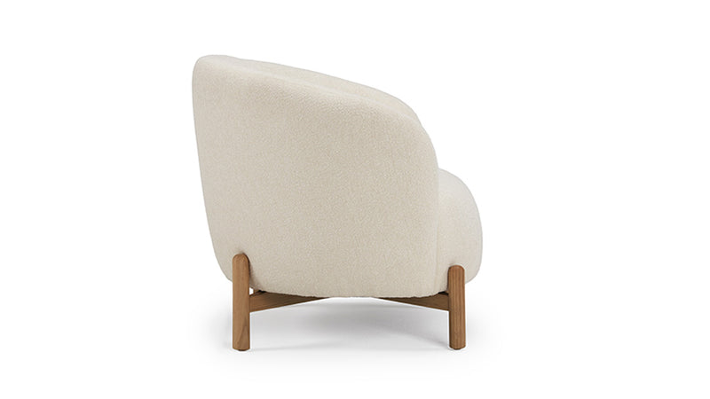 Glover Armchair - Wooden Base - Crema