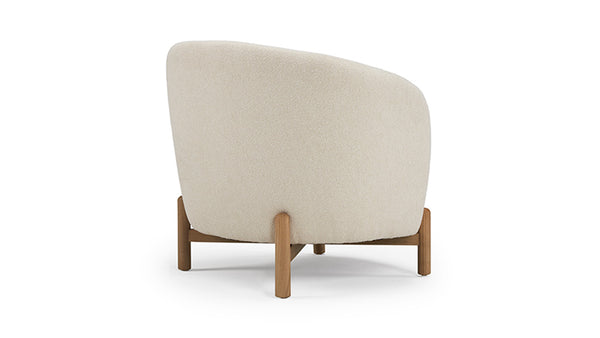 Glover Armchair - Wooden Base - Crema