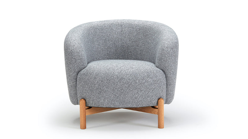 Glover Armchair - Wooden Base - Grey