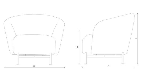 Glover Armchair - Metal legs - Yellow