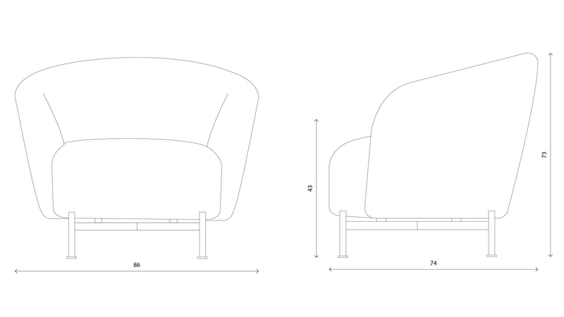 Glover Armchair - Metal legs - Yellow