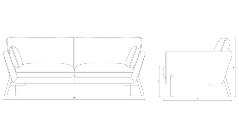 Nave 2 Seater Sofa - Grey