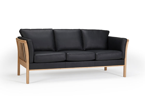 Oscar 3 Seater Sofa - Black Leather