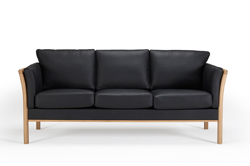 Oscar 3 Seater Sofa - Black Leather