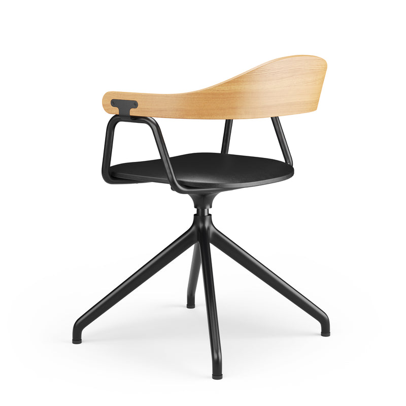 Otto Task Chair - 4 Legs - Oak & Leather
