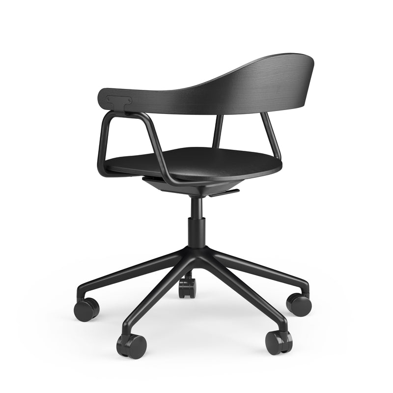 Otto Task Chair - 5 Legs w. Wheels - Black & Leather