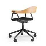 Otto Task Chair - 5 Legs w. Wheels - Oak & Leather