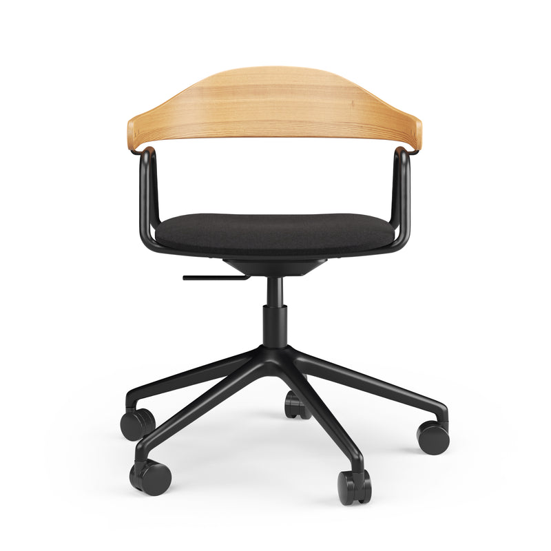 Otto Task Chair - 5 Legs w. Wheels - Oak & Fabric