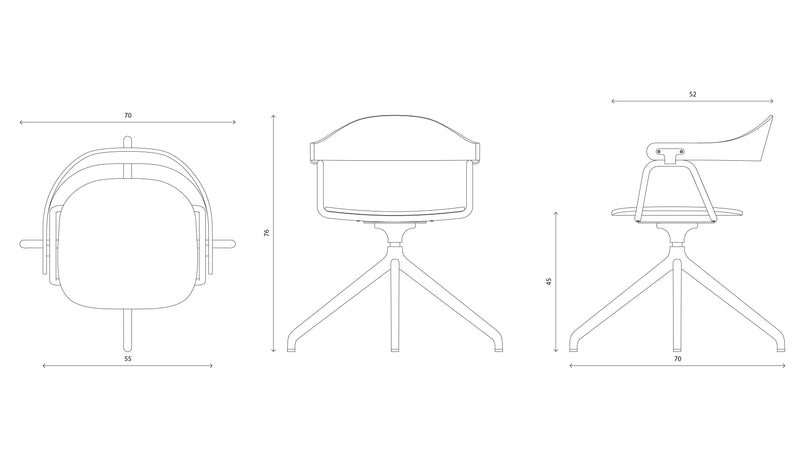 Otto Task Chair - 4 Legs - Oak & Fabric