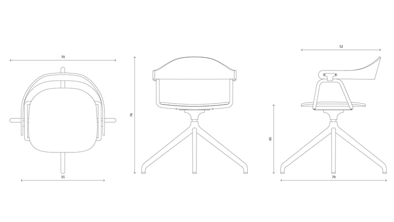 Otto Task Chair - 4 Legs - Black & Fabric