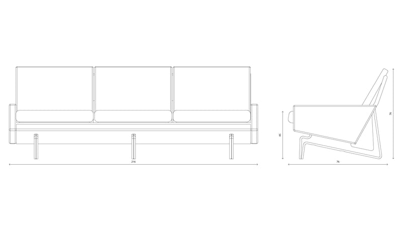 Retro 3 Seater Sofa - Green