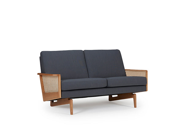 Retro Cane Webbing 2 Seater Sofa - Grey