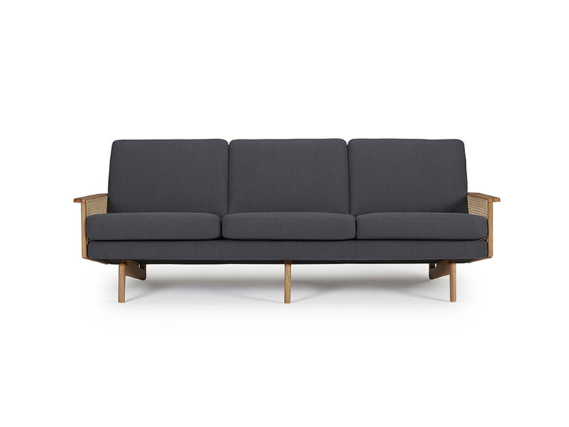 Retro Cane Webbing 3 Seater Sofa - Grey