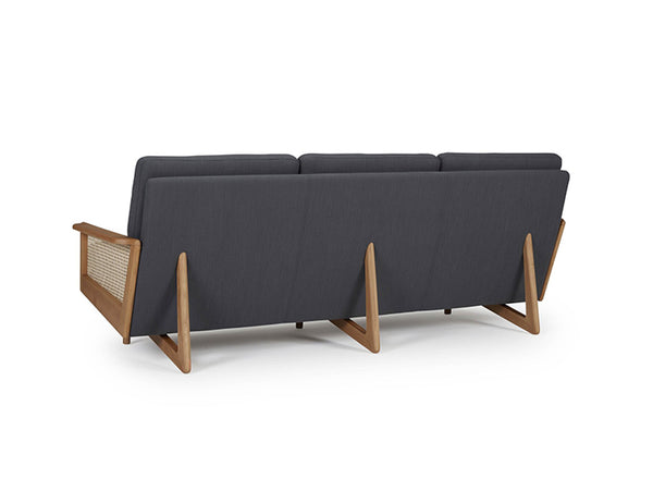 Retro Cane Webbing 3 Seater Sofa - Grey