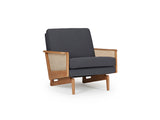 Retro Cane Webbing Armchair - Grey