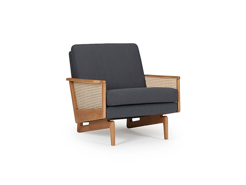 Retro Cane Webbing Armchair - Grey