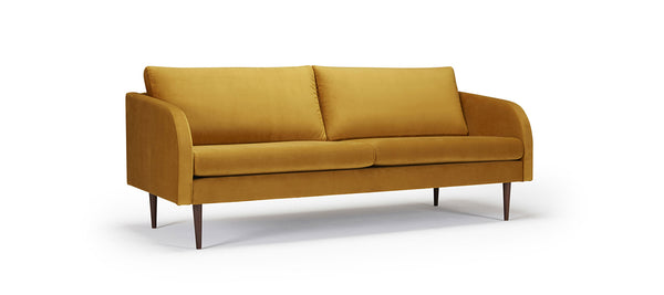 Round 3 Seater Sofa - Yellow Velvet