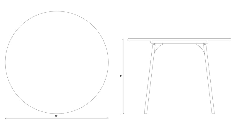 SLS Table - Circular - Metal Legs - Grey