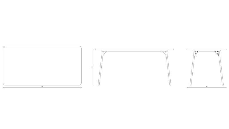 SLS Table - Rectangular - Metal Legs - Grey