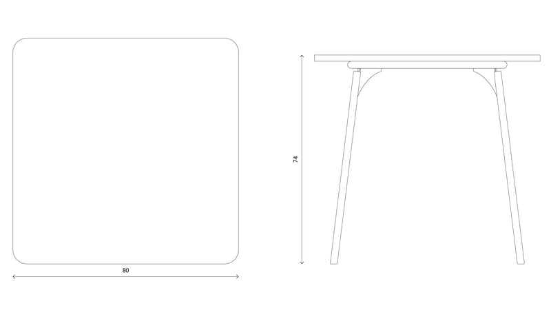 SLS Table - Square - Metal Legs - Black