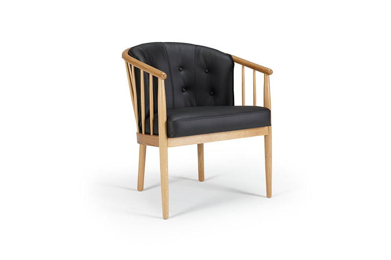 Scandi Armchair - Black Leather