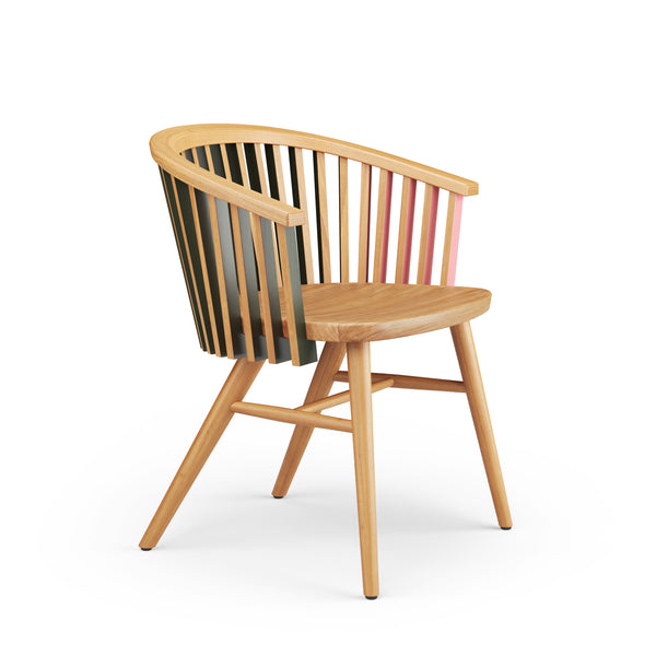 Tornasol Rounded Chair - Oak, Green & Pink