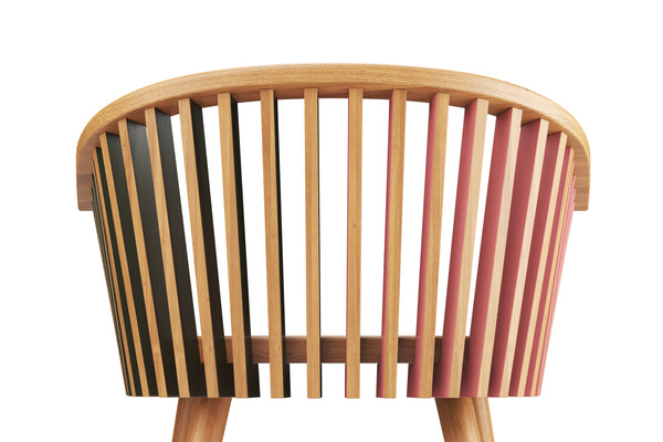 Tornasol Rounded Chair - Oak, Green & Pink