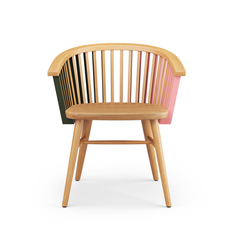 Tornasol Rounded Chair - Oak, Green & Pink