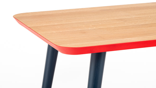 WW Oak, Red & Blue Dining Table - Custom Sizes - Hayche - Clerkenwell London